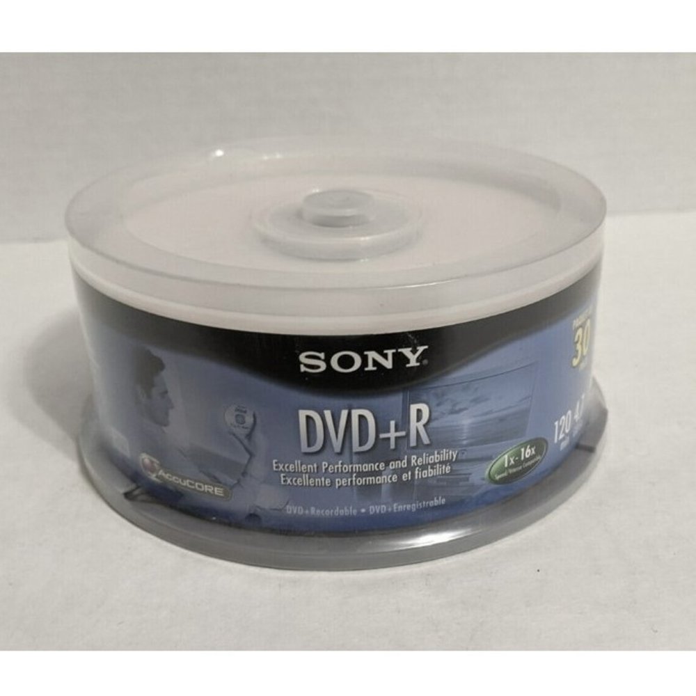 SONY DVD+R NEW SEALED 30-Pack Spindle Blank Media 4.7GB - 120 min
